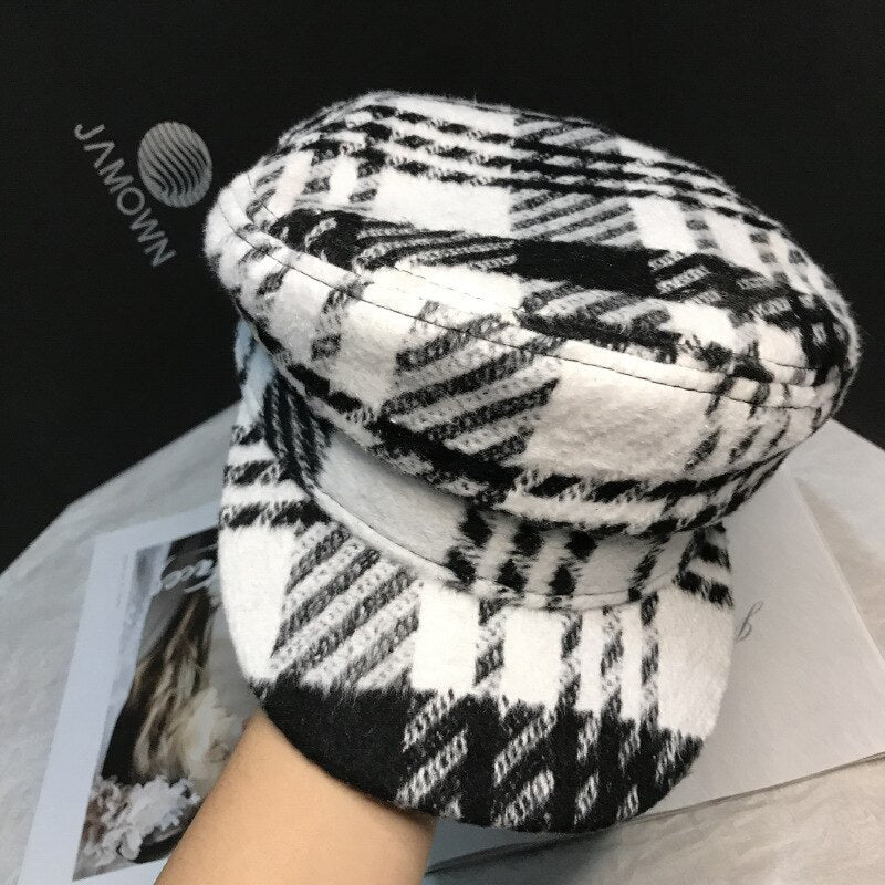 Autumn and winter flat top fashion casual octagonal hat
