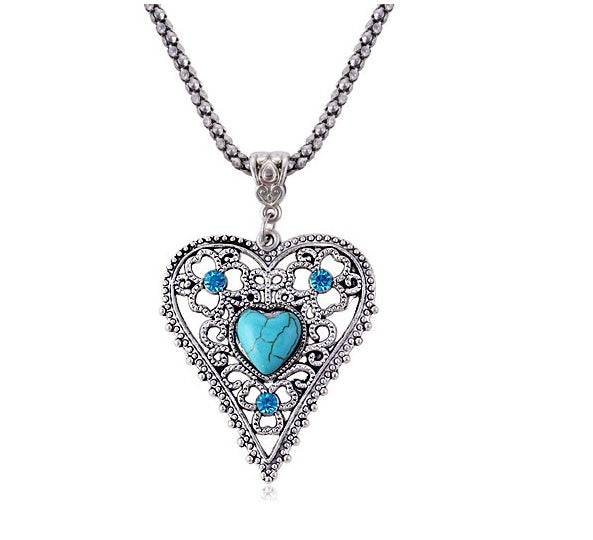 Exquisite Turquoise Heart Necklace 