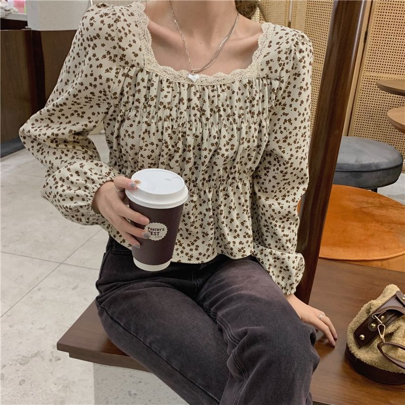 Women's French Vintage Lace Floral Long Sleeve Shirt