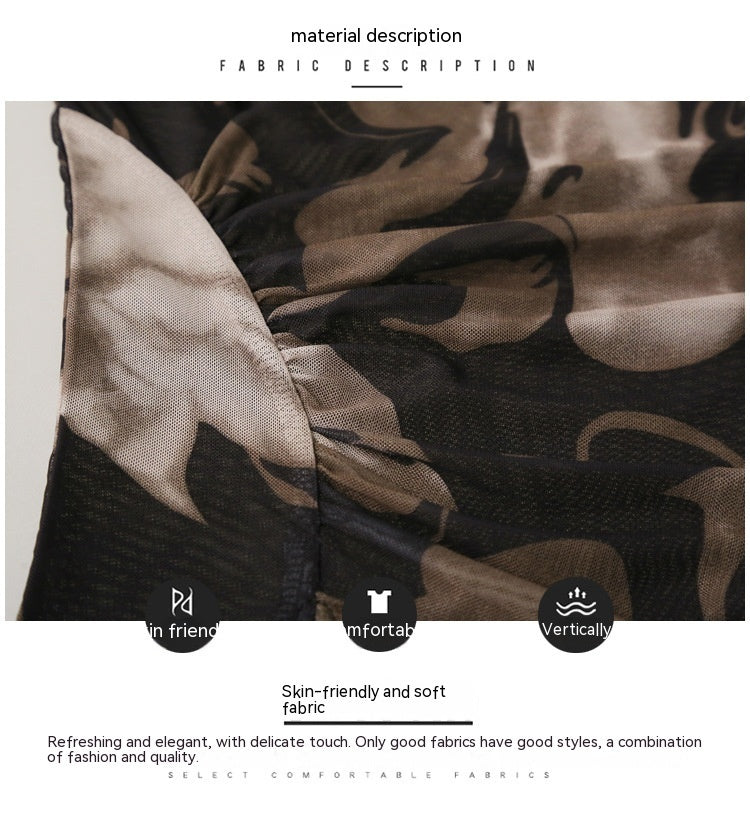 Retro Chinese Style Printed Voile Long Sleeve Top