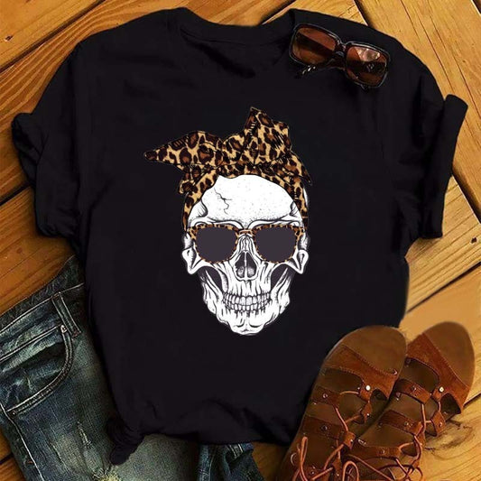 Black tee tiger print glasses tee