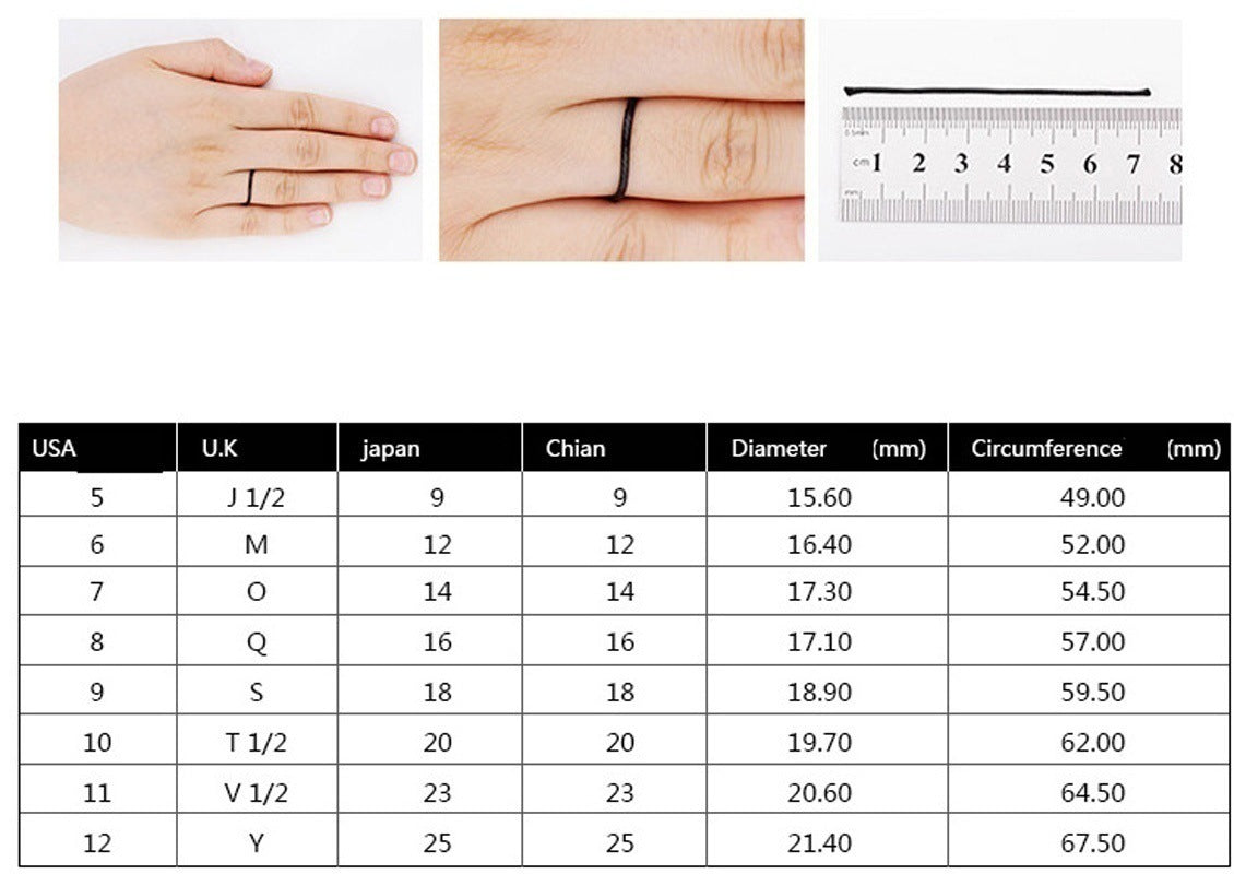 Abalone Gothic Ring Sizing Chart 