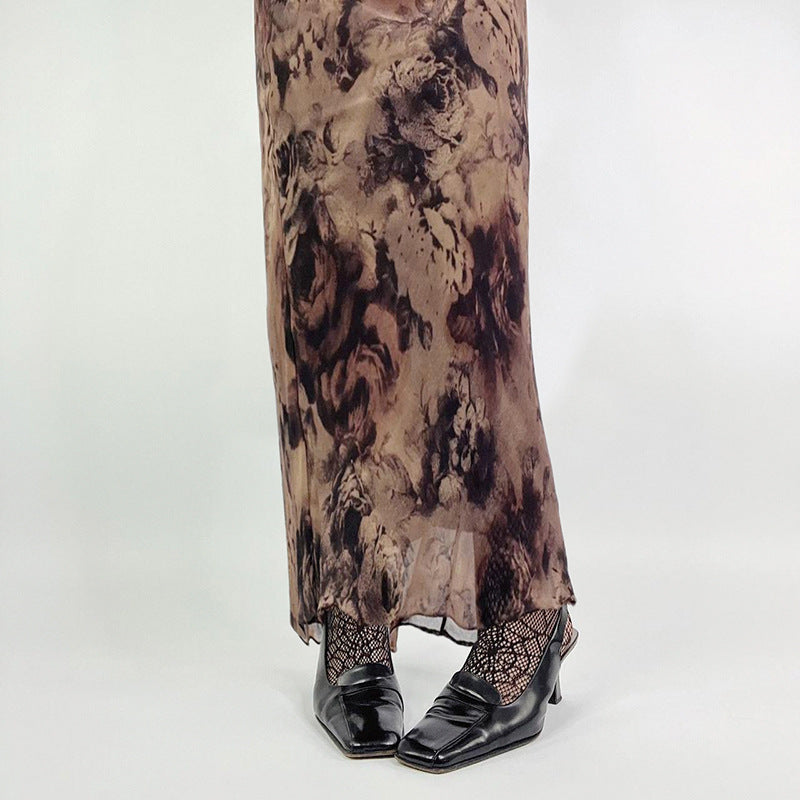 Women's Vintage Rose Print Skirt