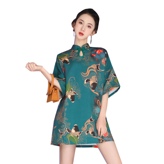 Vintage print short dress