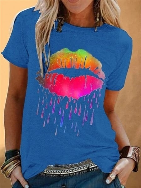 Sexy lips daisy print tops women's tops