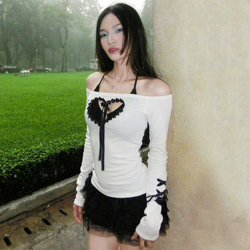 White Heart Lace Top