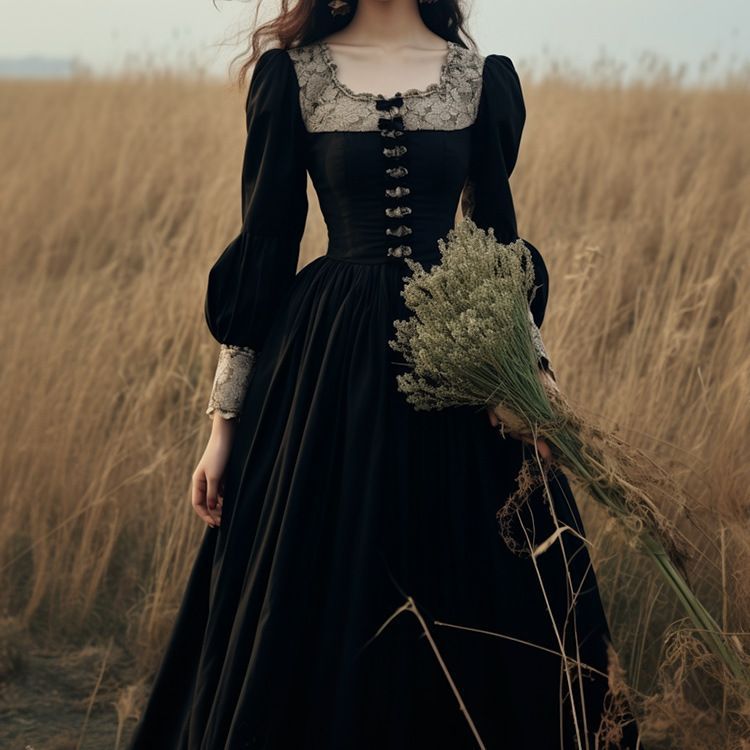 French Style Hepburn Wind Black Retro Women's Clothing Vintage Dress