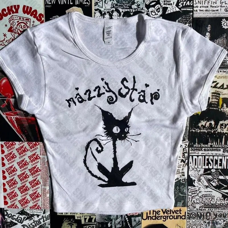 Cat Print Gothic Top For Women