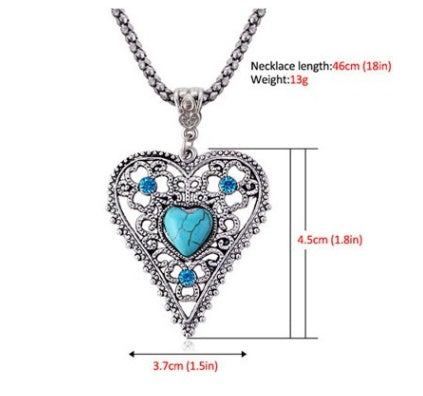 Exquisite Turquoise Heart Necklace 