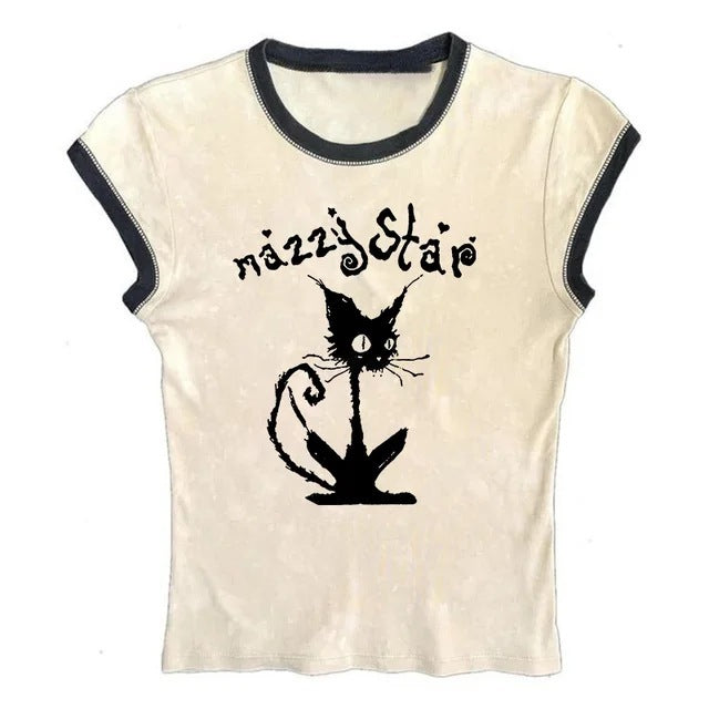 Cat Print Gothic Top For Women