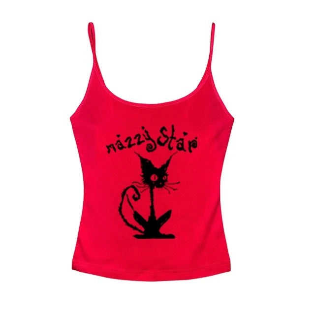 Cat Print Gothic Top For Women