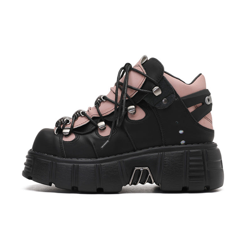 Retro Punk Contrast Color Shoes Women's Platform