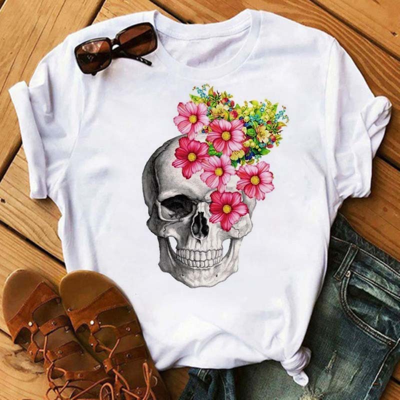 Skull floral tee
