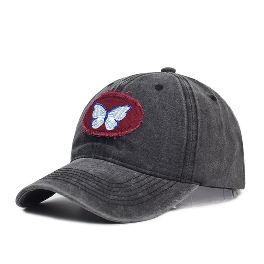 Hat Retro Washed Old Embroidered Peaked Cap