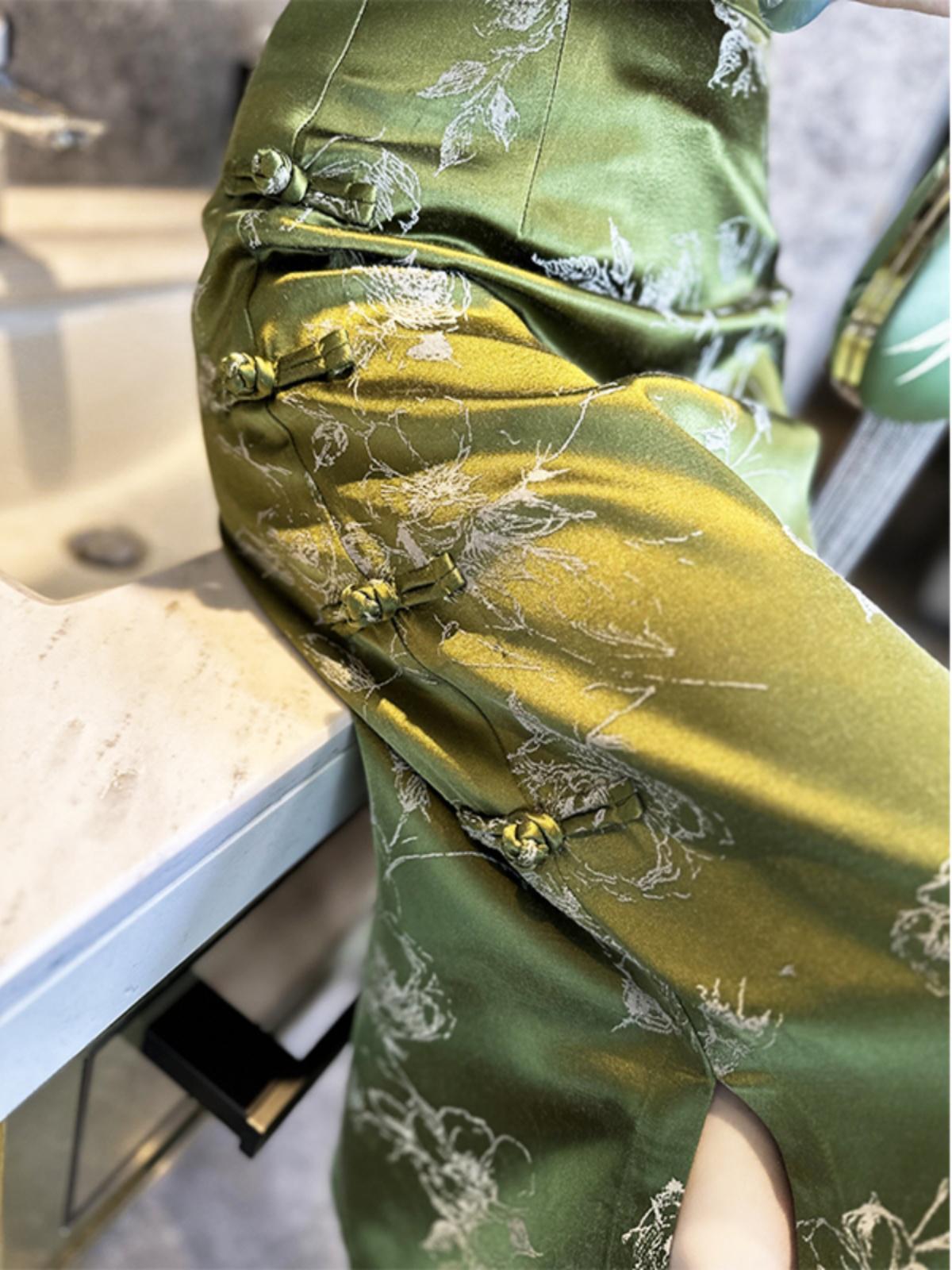 Casual Mid-waist Retro Vintage Green Skirt For Women