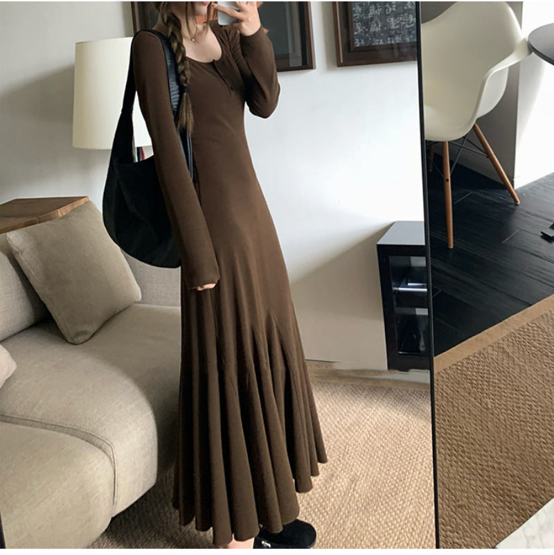 Retro Women's Clothing Black Primer Fishtail Dress