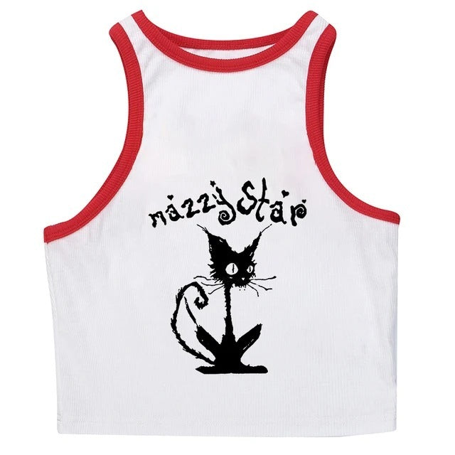 Cat Print Gothic Top For Women