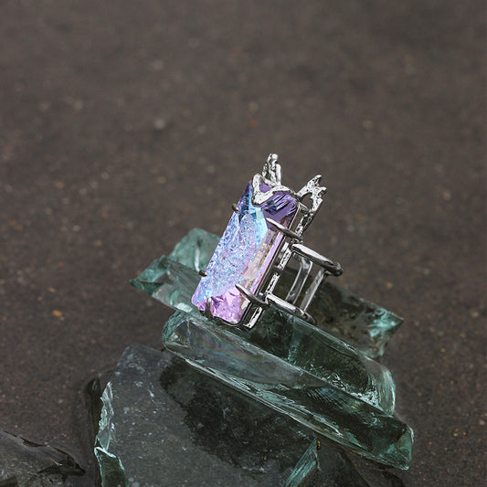 Retro Long Purple Diamond Ring