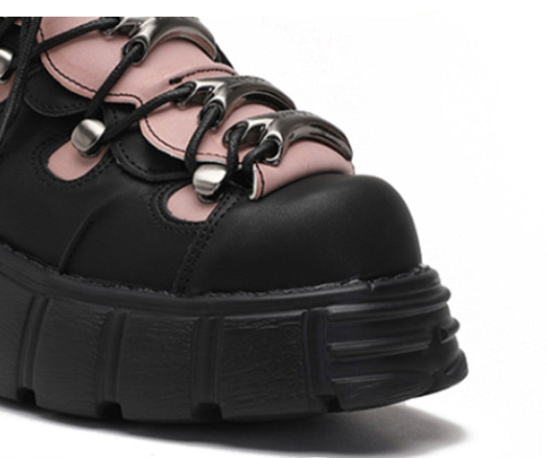 Retro Punk Contrast Color Shoes Women's Platform