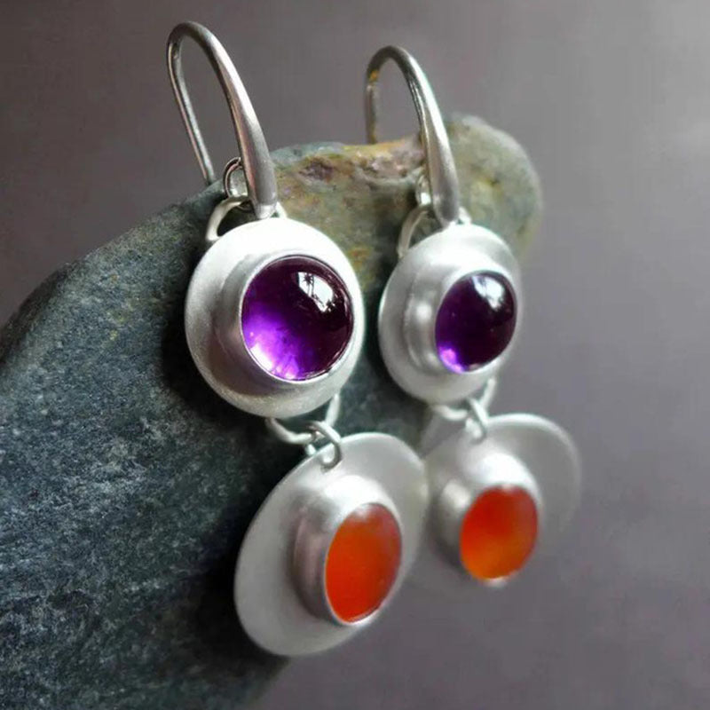 Purple Orange Handmade Earrings