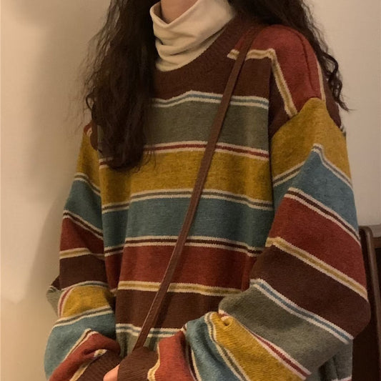 Sweater Women's Winter Striped Japanese Sweater