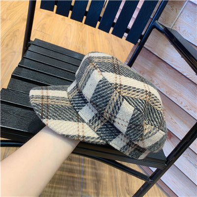 Autumn and winter flat top fashion casual octagonal hat