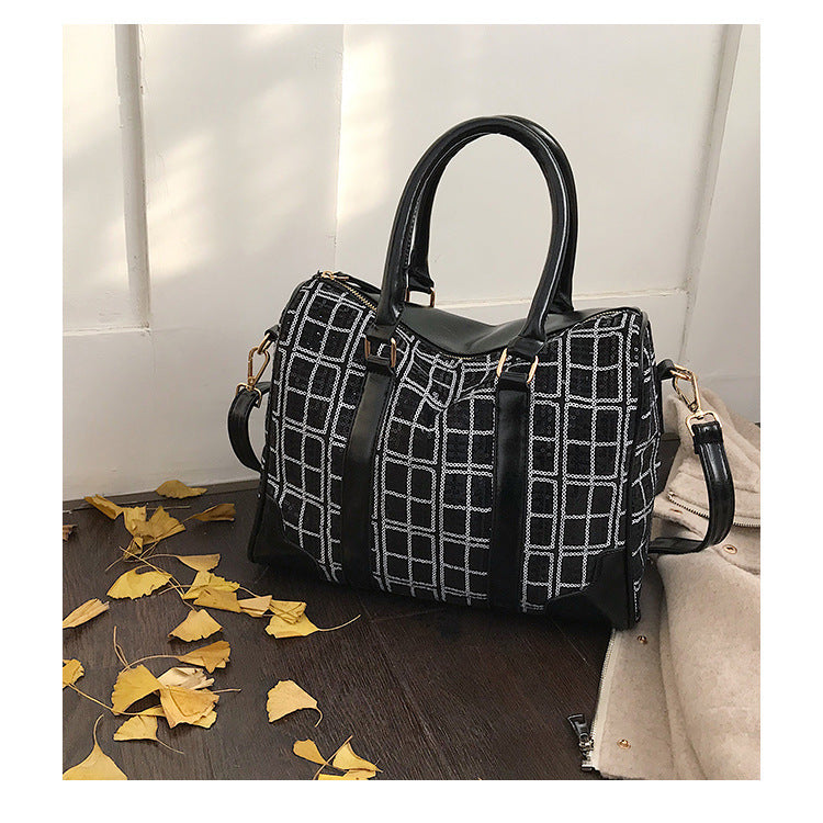 Vintage crossbody bag check handbag