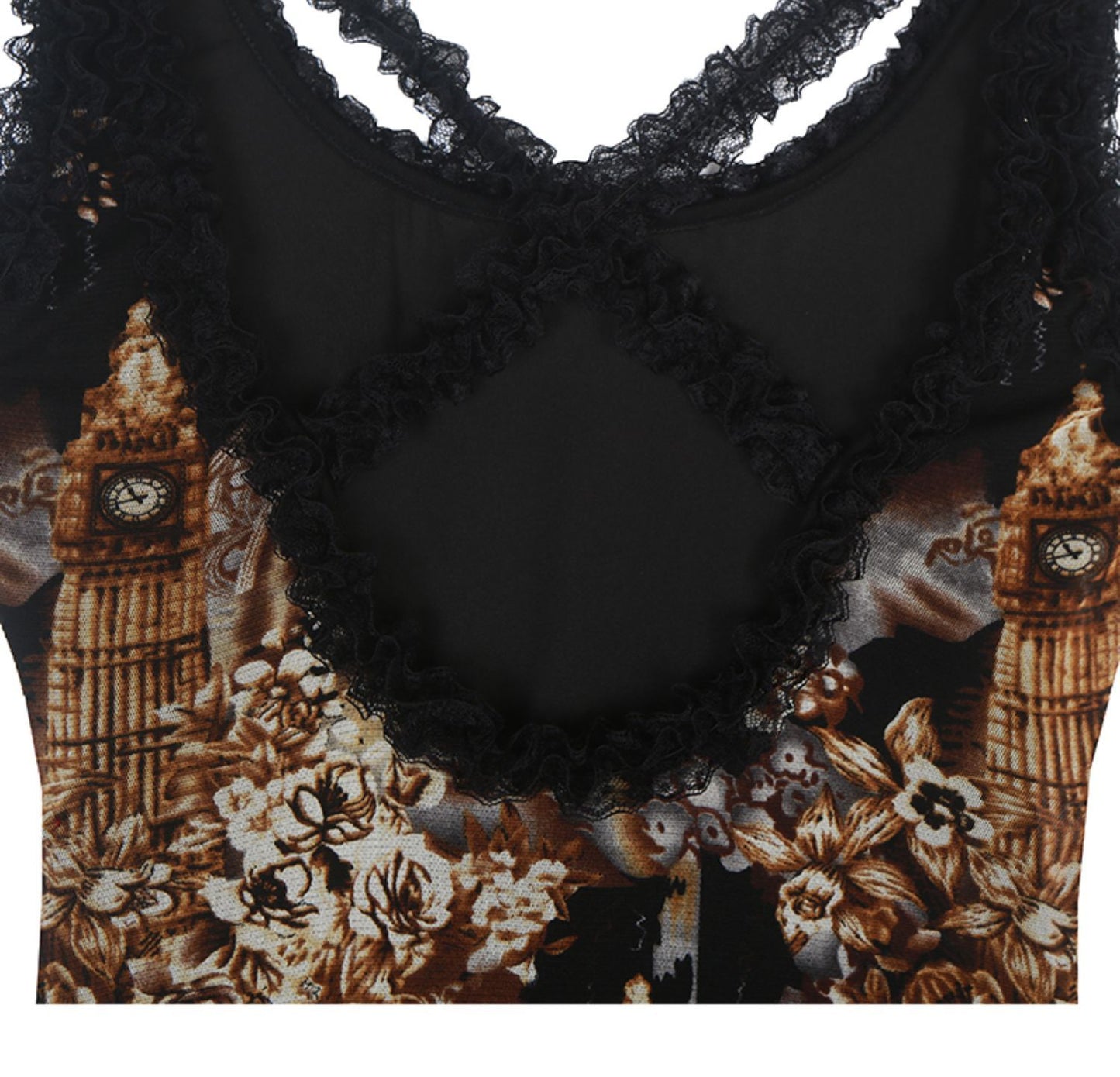 Retro Gothic Architectural Style Lace Lace Backless Fishtail Dress