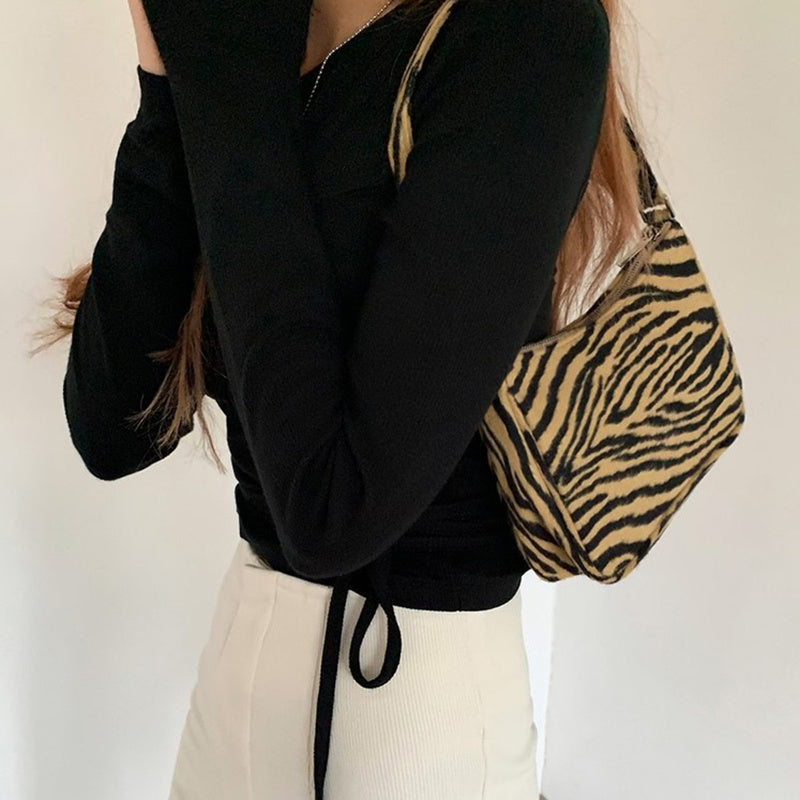 Vintage striped shoulder bag