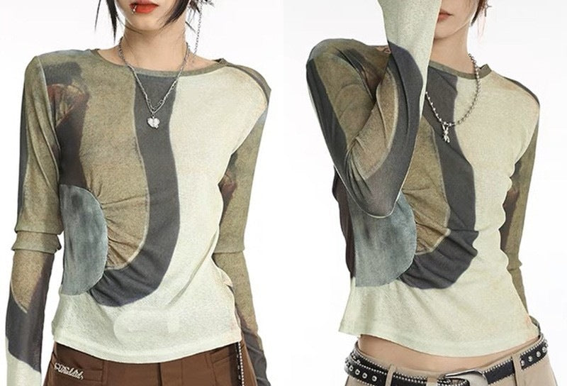 Khaki Circular Top