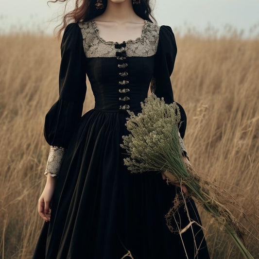 French Style Hepburn Wind Black Retro Women's Clothing Vintage Dress