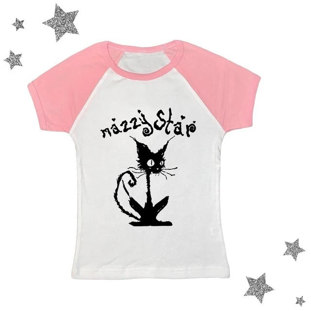 Cat Print Gothic Top For Women