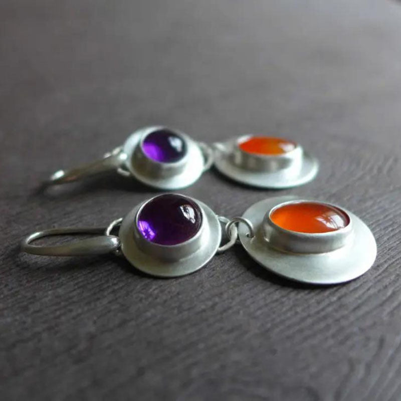 Purple Orange Handmade Earrings