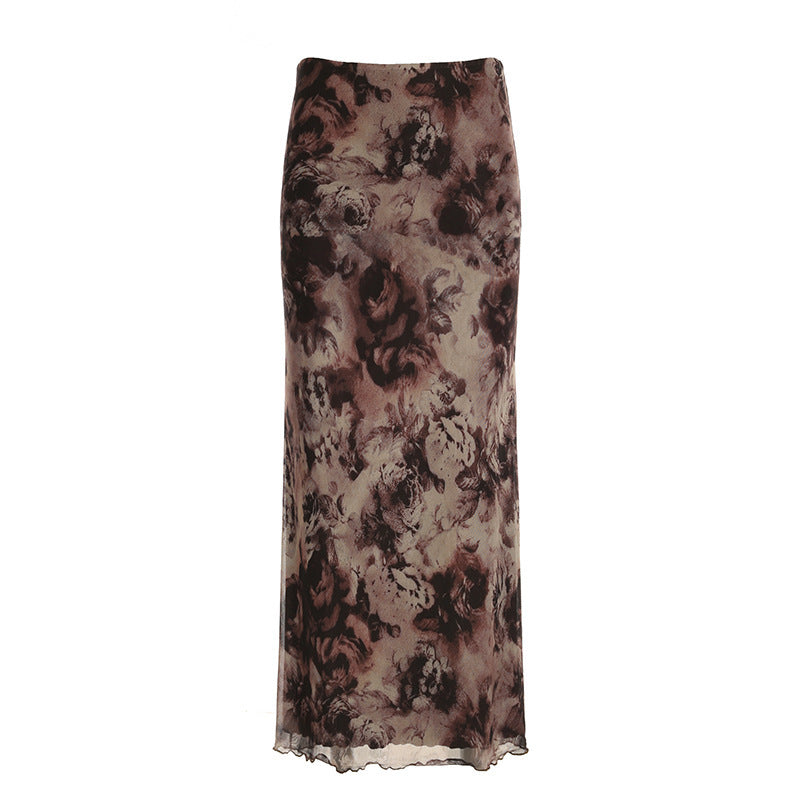 Women's Vintage Rose Print Skirt