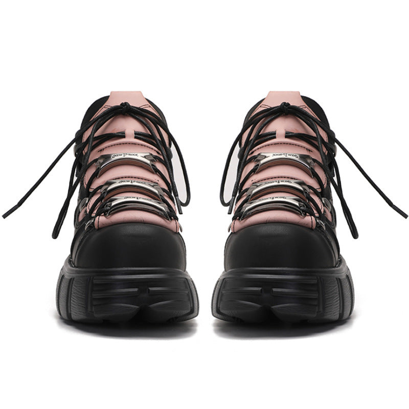 Retro Punk Contrast Color Shoes Women's Platform