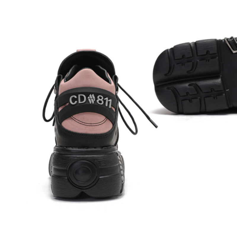 Retro Punk Contrast Color Shoes Women's Platform