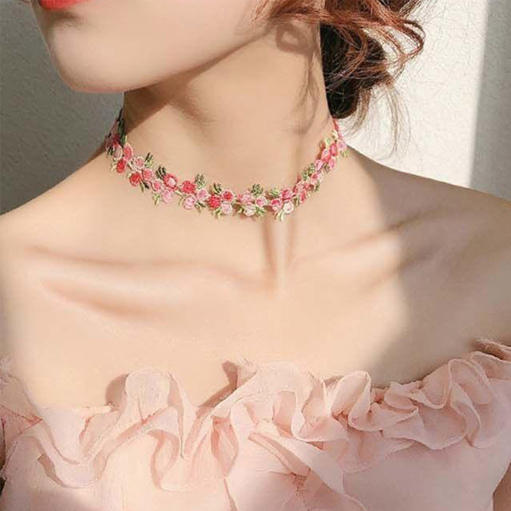 Elegant Vintage Rose Flower Clavicle Chain