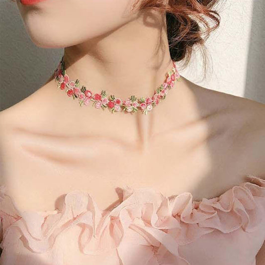 Elegant Vintage Rose Flower Clavicle Chain