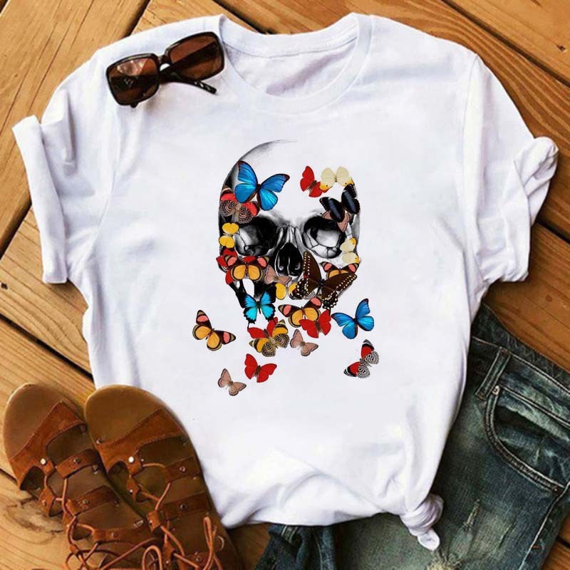 Skull only butterfly tee