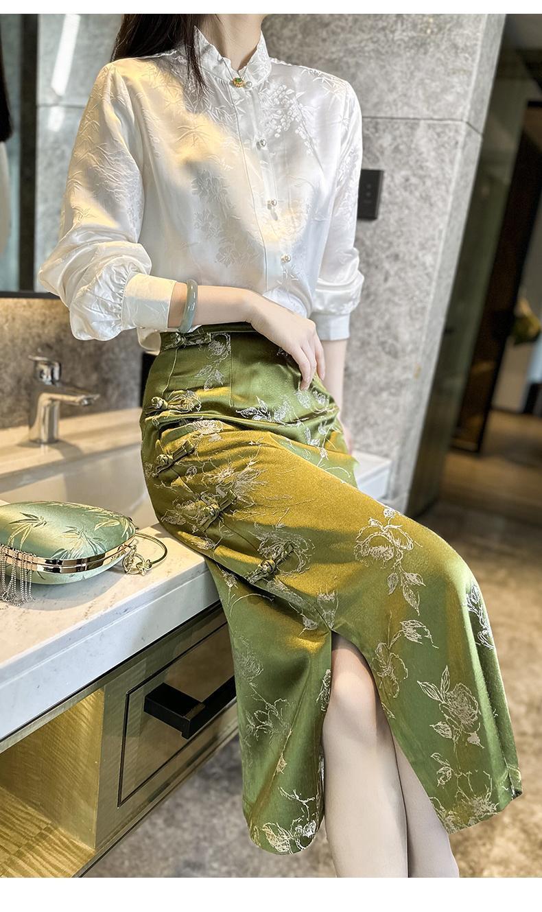 Casual Mid-waist Retro Vintage Green Skirt For Women