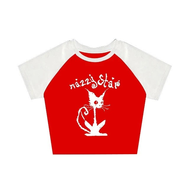 Cat Print Gothic Top For Women