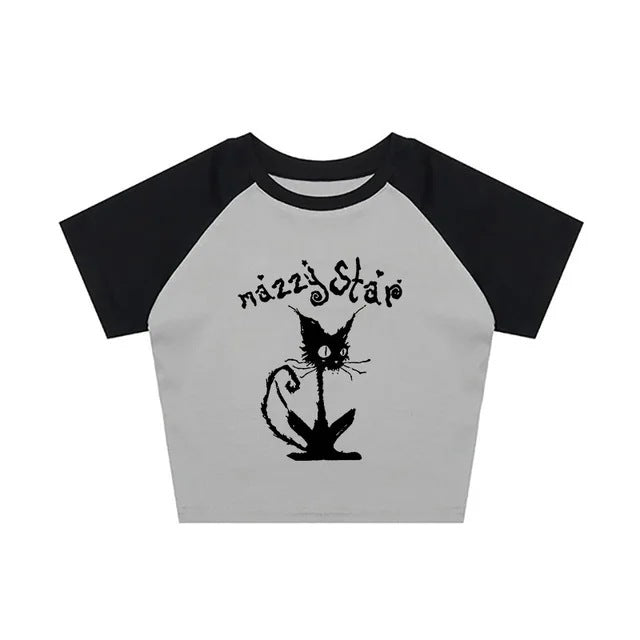 Cat Print Gothic Top For Women