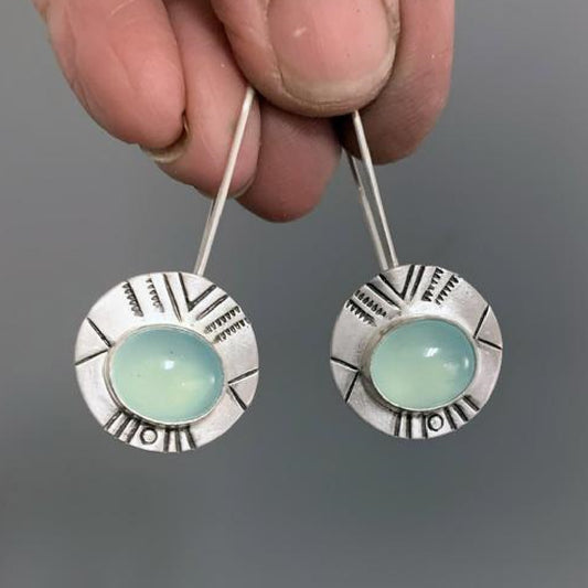 Water Green Chalcedony Earrings For Women