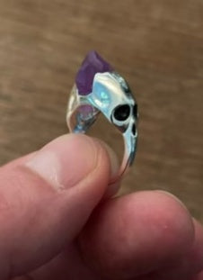 Ornament skull purple natural stone